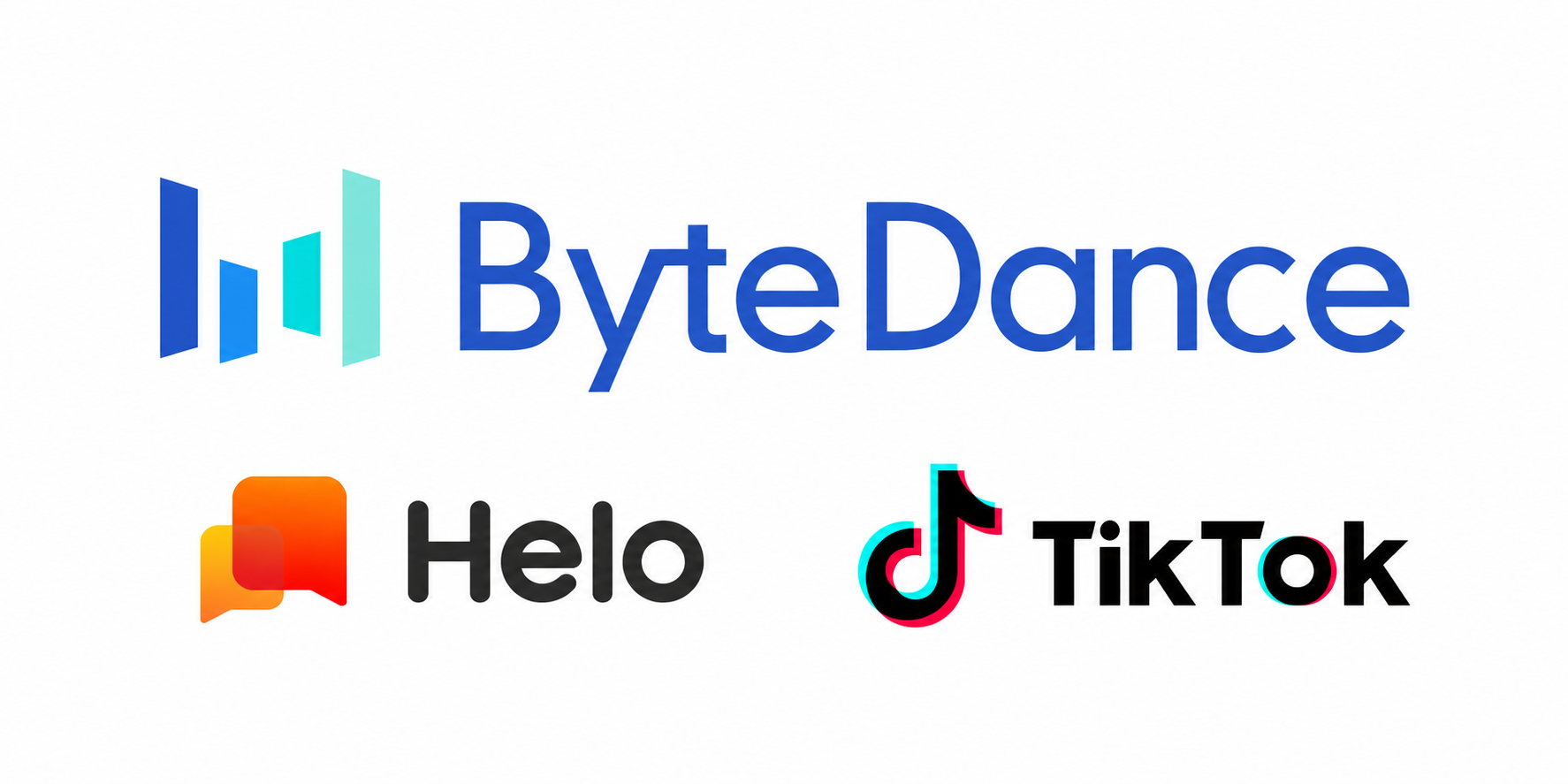 ByteDance, Helo and TikTok logos